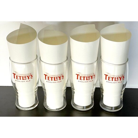 Tetley's English Ale Pint Glasse's Beer Glass Set of 4 France - Picture 1 of 5